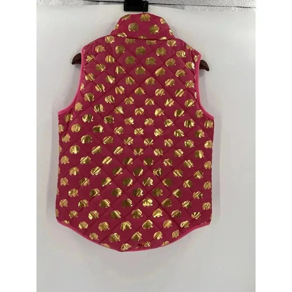 NEW TAGS Simply Southern Pink & Gold Elephant Puffer Vest Size Medium Full Zip - Picture 4 of 11